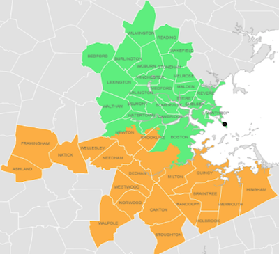 MWRA sewage processing zones