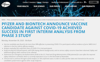 Pfizer/BioNTech efficacy press release