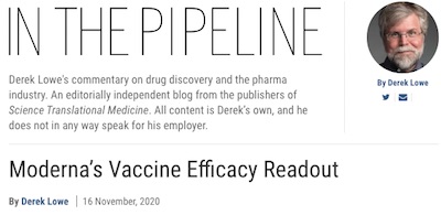 Derek Lowe: vaccine efficacy readout