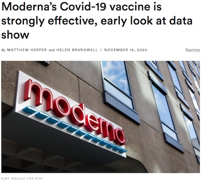 STAT News on Moderna vaccine efficacy readout