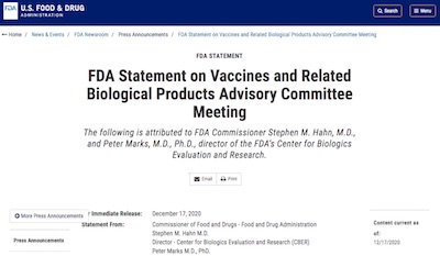 FDA: Will work quickly toward Moderna EUA