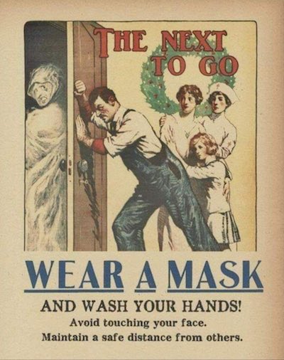 1918 flu pandemic poster urging masks