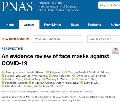 PNAS: Proper wearing of masks has prevention efficacy ~ 70% - 80%