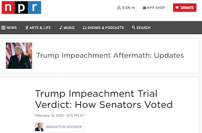 NPR: Trump Impeachment Verdict Votes