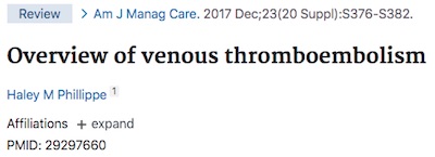 Amer Jnl Manag Care: Overview of VTE