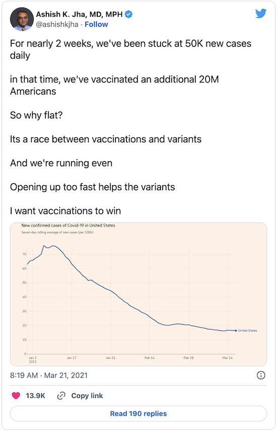 Jha @ Twitter: Race between variants and vaccinations