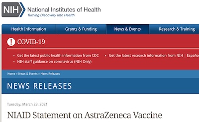 NIH: AZ press release 'outdated data' makes misleading efficacy claim