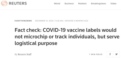 Reuters: vaccine does not microchip you, if you're dumb enough to ask