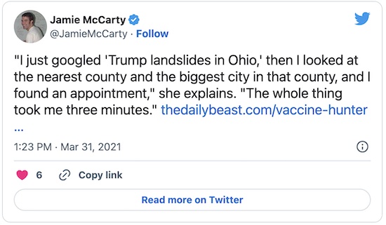 McCarty @ Twitter: Google Trump landslides to find vaccines