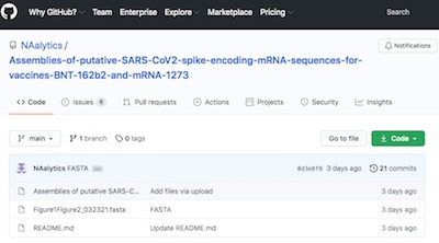 GitHub: vaccine mRNA repository