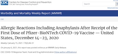 CDC: Frequency of anaphylaxis after 1 dose of Pfizer