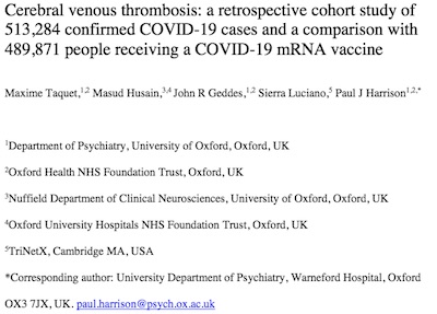 Taquet, et al.: Retrospective study of thrombosis in COVID patients and vaccinees