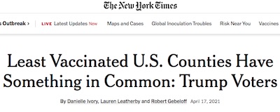 NYT: Least vaccinated US counties have most Trump voters