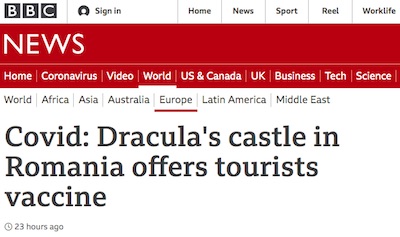 BBC: Dracula castle tour offers Pfizer vaccine