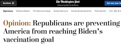 WaPo: Republicans prevent America from reaching vaccination goal