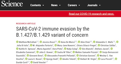 Science: McCallum, et al. on Epsilon variant and vaccine evasion