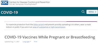 CDC Guidance: COVID-19 vaccines while pregnant or breastfeeding