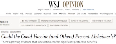 WSJ: Could COVID-19 vaccines prevent Alzheimers?