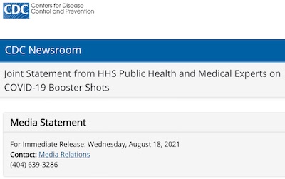 CDC: COVID-19 Booster Shots