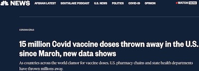 NBC: 15 million Covid vaccine doses wasted in US since March