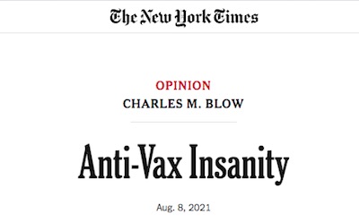 Charles Blow in NYT: Vaccine Madness