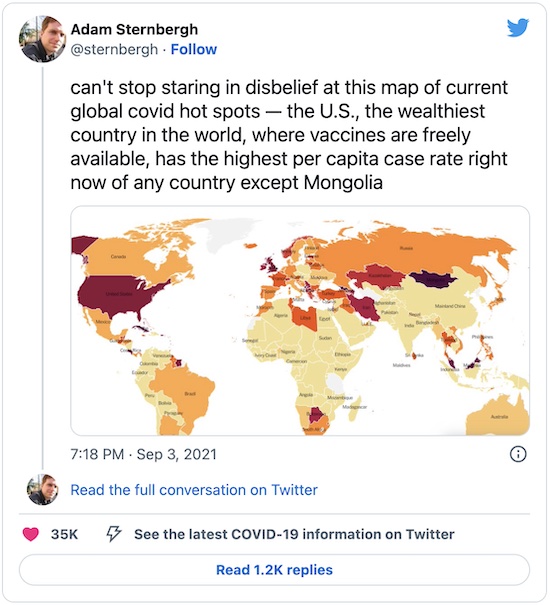 Sternbergh @ Twitter: US is a global COVID-19 hot spot