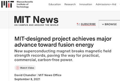 MIT: New superconducting magnet breaks field strength records