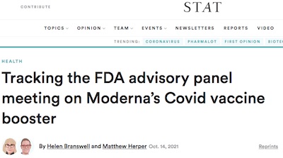 STAT: Tracking FDA advisory panel on Moderna booster