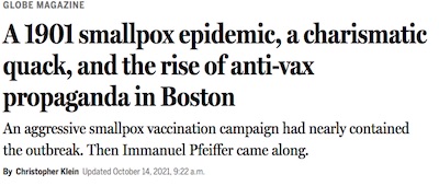 Globe: Vaccine resistance & mandates from smallpox in Boston