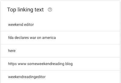Google Search Console: Top linking text