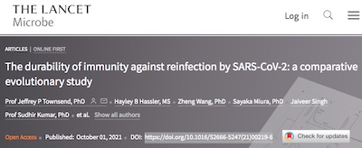Lancet: durability of immunity against reinfection by SARS-CoV-2