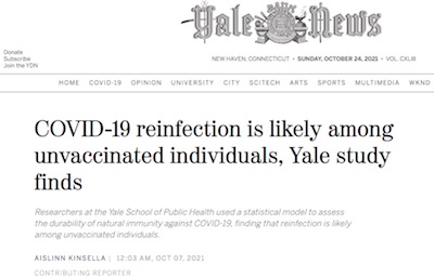 Yale Daily News: COVID-19 reinfections every 1.5 years without vaccination