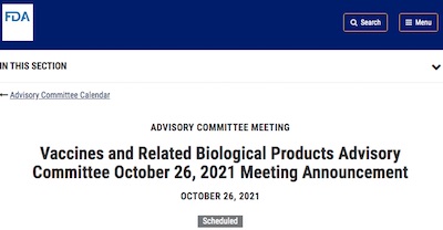 FDA: VRBPAC meeting 2021-Oct-26 materials on Pfizer COVID-19 vax for kids