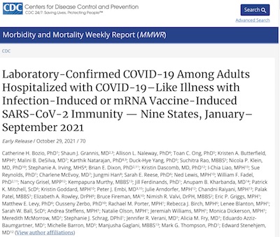 CDC MMWR: Vaccination is 5x better than 'natural' immunity