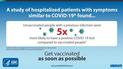 CDC Recommendation: Vaccination is 5x better than 'natural' immunity