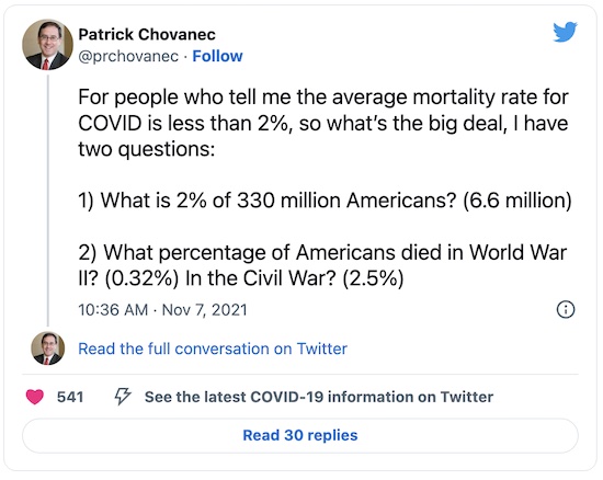 Chovanec @ Twitter: 2% fatality?  Do the math!