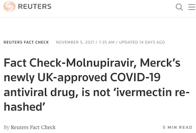 Reuters Fact Check: molnupiravir is STILL not ivermectin