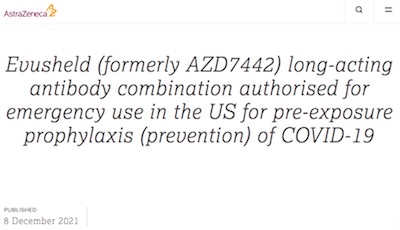 AstraZeneca: Press release announcing FDA EUA's long-lasting abs Evusheld