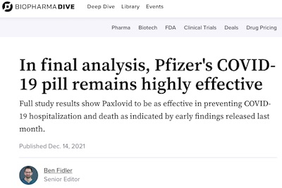 Fidler @ BioPharma Dive: Pfizer final analysis of paxlovid is still good