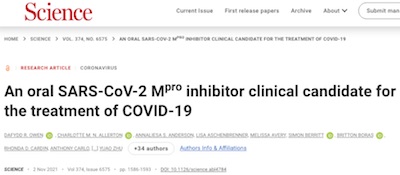 Owen, et al. in Science: paxlovid publication, including synthesis