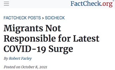 Farley @ FactCheck.org: Immigrants not responsible for COVID-19 surge