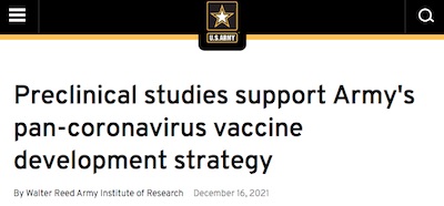 US Army: preclinical results on pan-coronavirus
