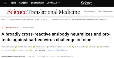 Martinez et al. @ Science Transl Med: a broadly neutralizing antibody against sarbecoviruses