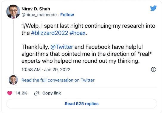 Shah @ Twitter: Blizzard hoax