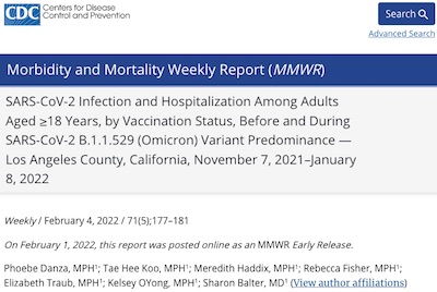 CDC MMWR: COVID-19 risks of unvaccinated vs vaccinated and boosted