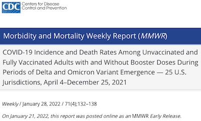 Johnson @ MMWR: COVID-19 incidence & death rates vs boosters