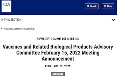 FDA VRBPAC: Pfizer age 6mos - 4yr meeting announcement & materials