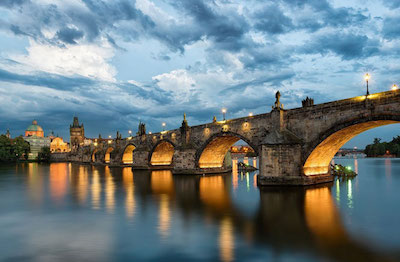 Charles Bridge in Prague in twilight