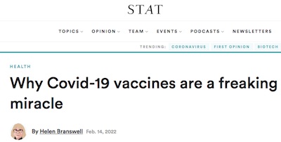 Branswell @ STAT News: COVID-19 vaccines miracles