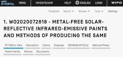 Patent: Solar-reflective, infrared-emissive paint